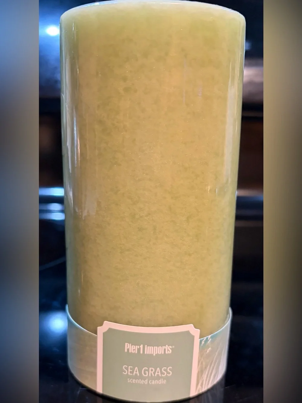 Pier 1 Imports Sea Grass Scented Pillar Candle 6” green (read description)